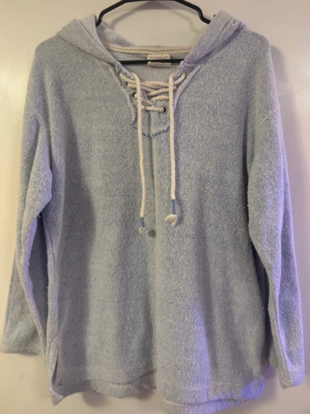Light Blue Lace-Up Hooded Sweater